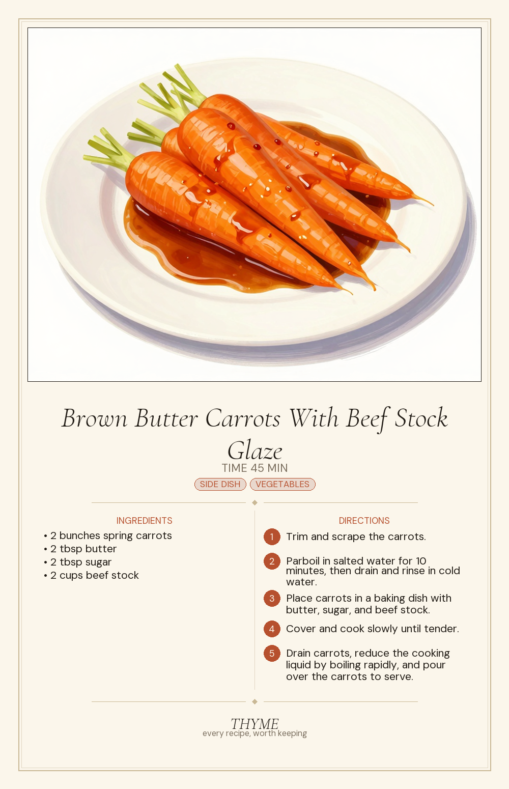 Brown Butter Carrots With Beef Stock Glaze