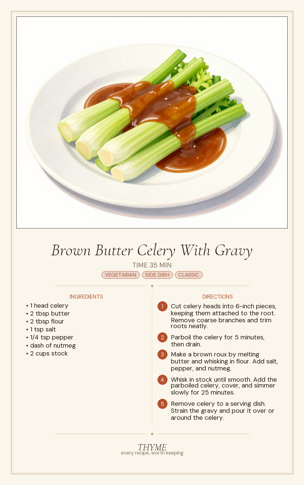 Brown Butter Celery With Gravy