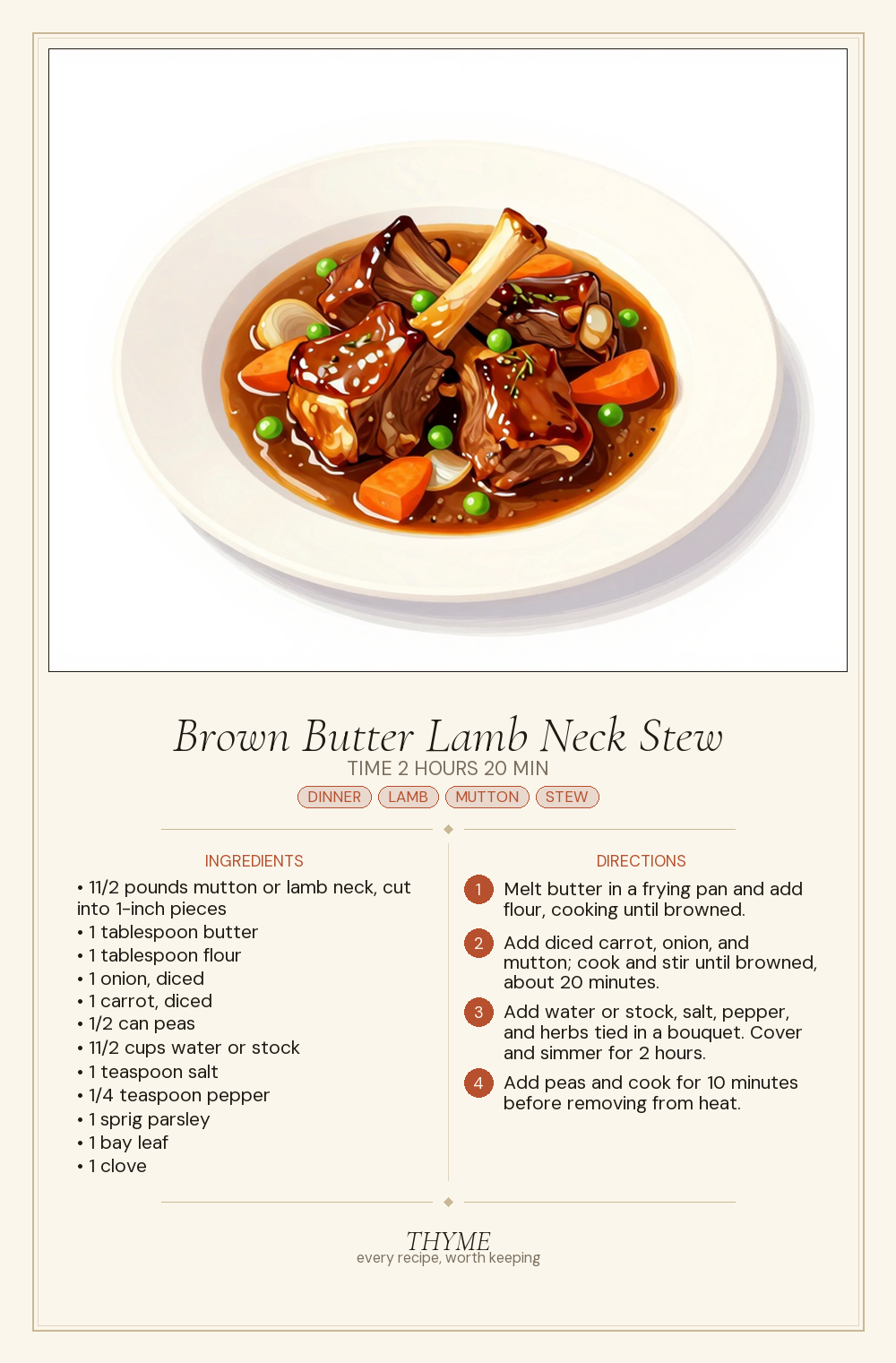 Brown Butter Lamb Neck Stew