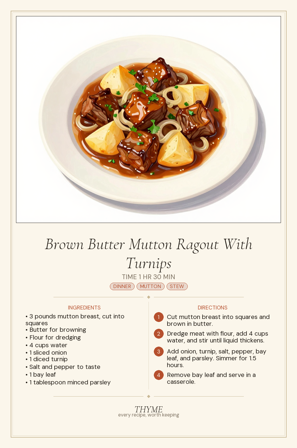 Brown Butter Mutton Ragout With Turnips