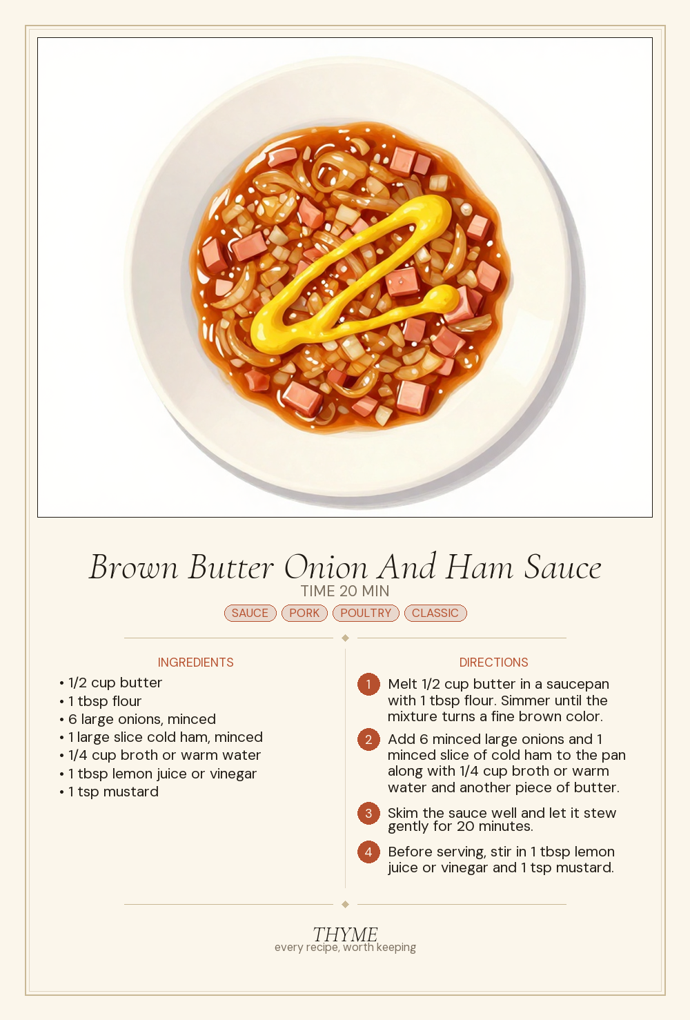 Brown Butter Onion And Ham Sauce