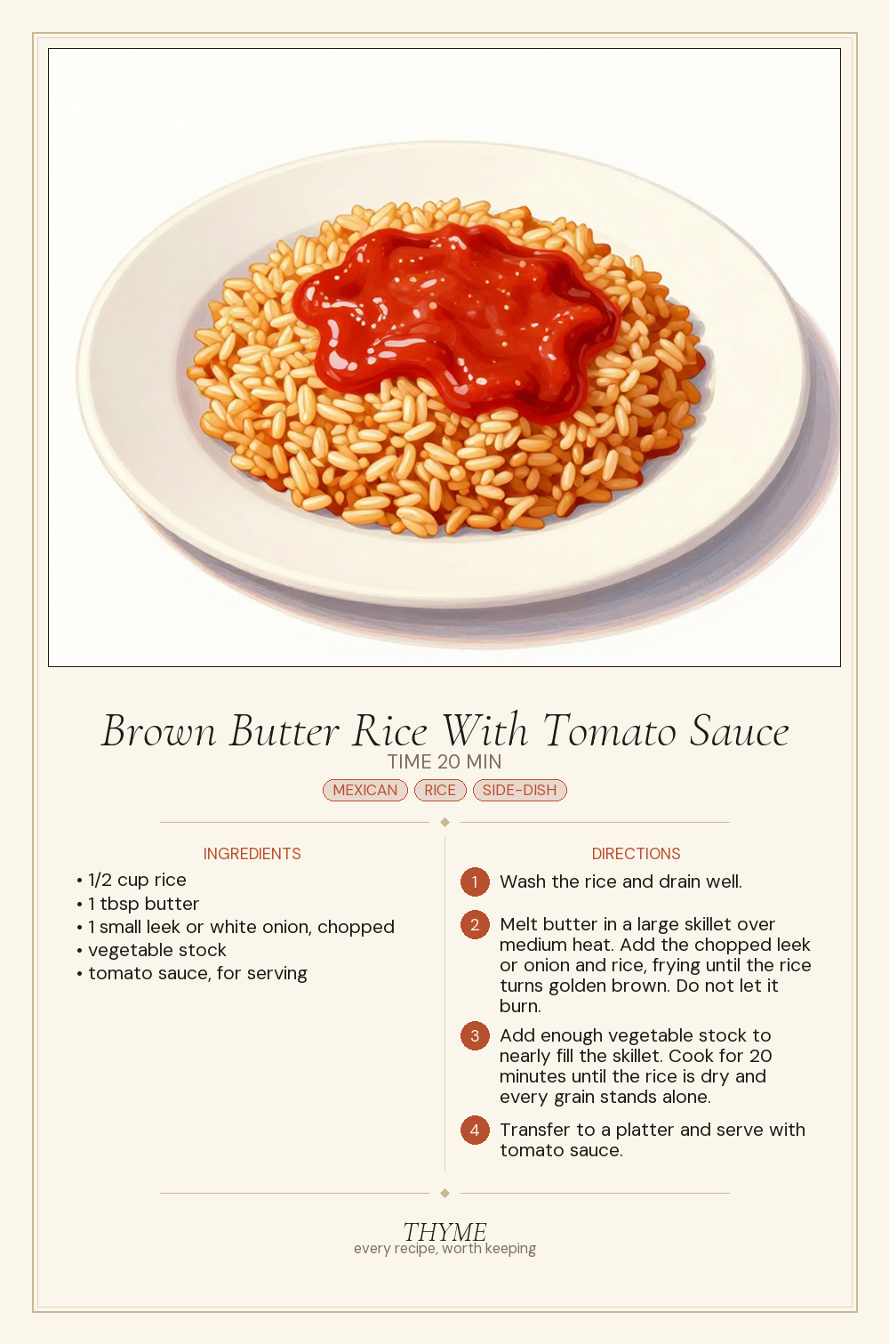 Brown Butter Rice With Tomato Sauce
