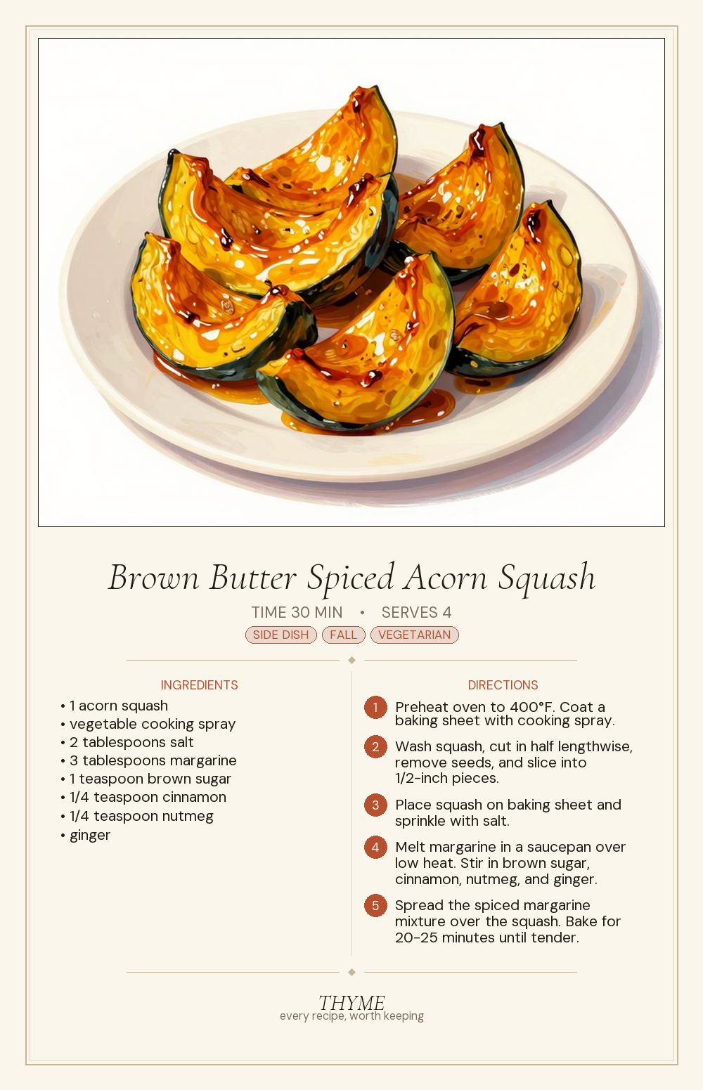 Brown Butter Spiced Acorn Squash