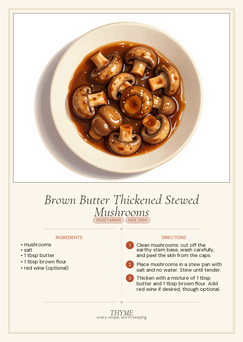 Brown Butter Thickened Stewed Mushrooms