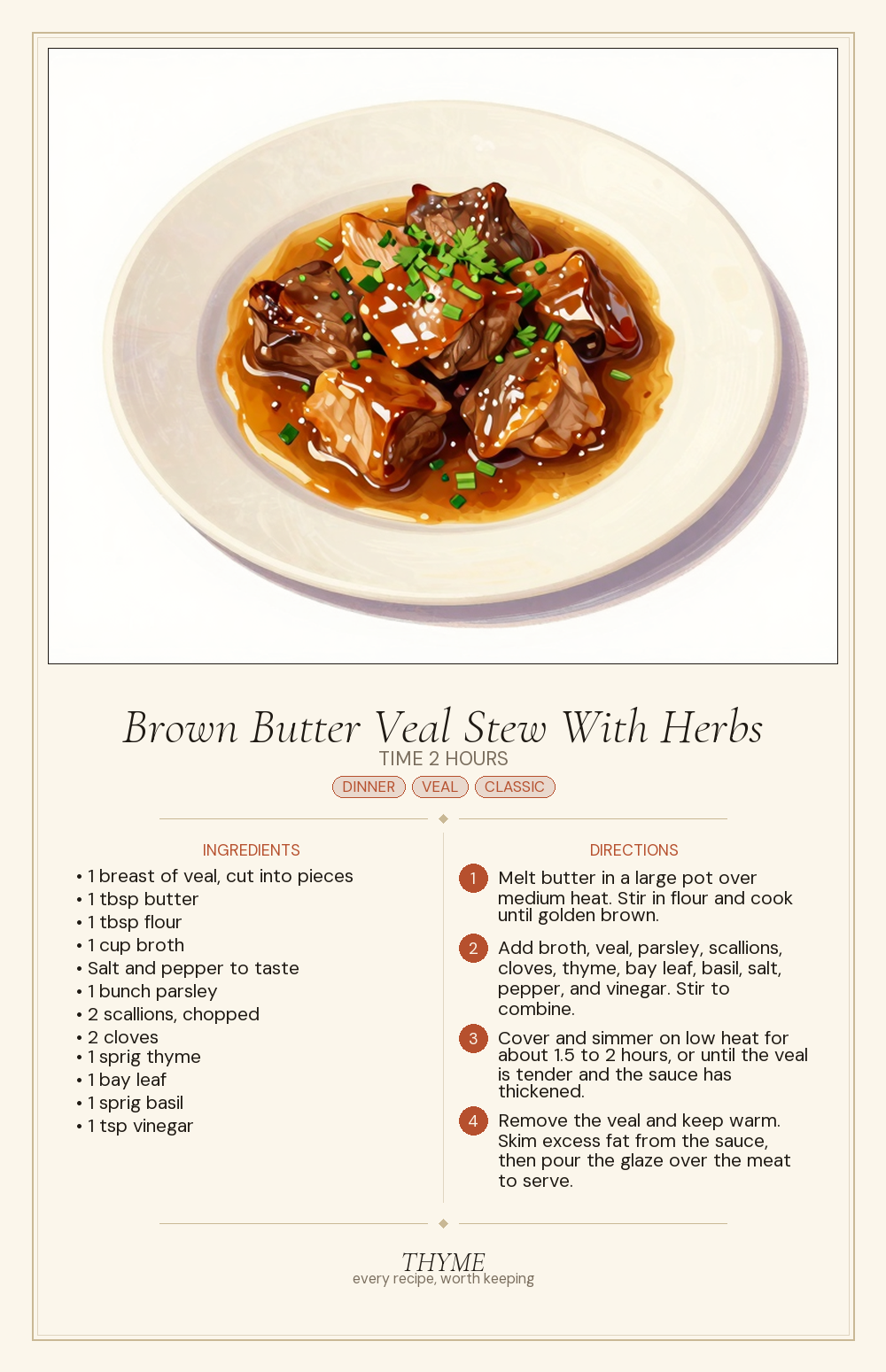 Brown Butter Veal Stew With Herbs