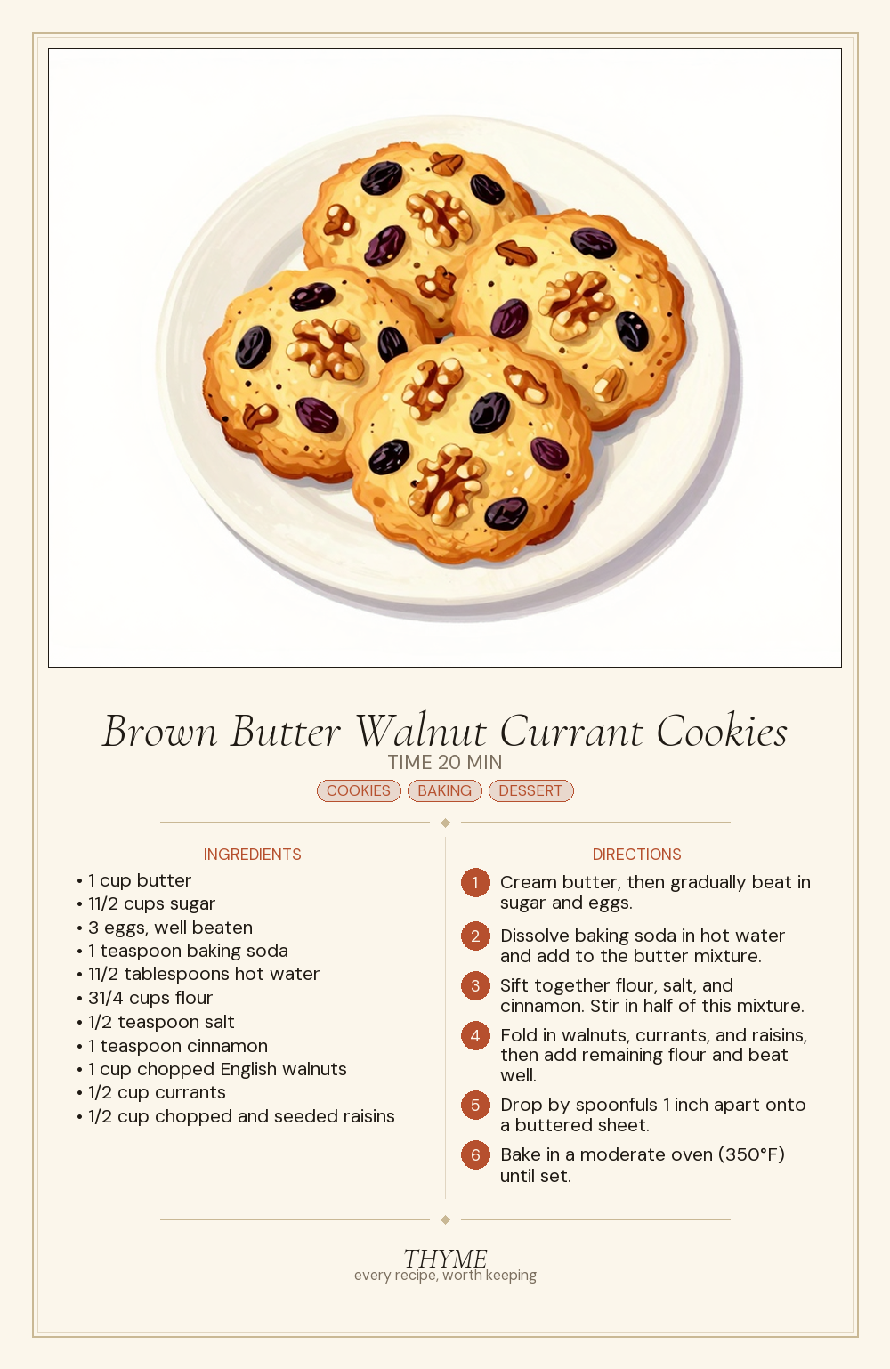 Brown Butter Walnut Currant Cookies