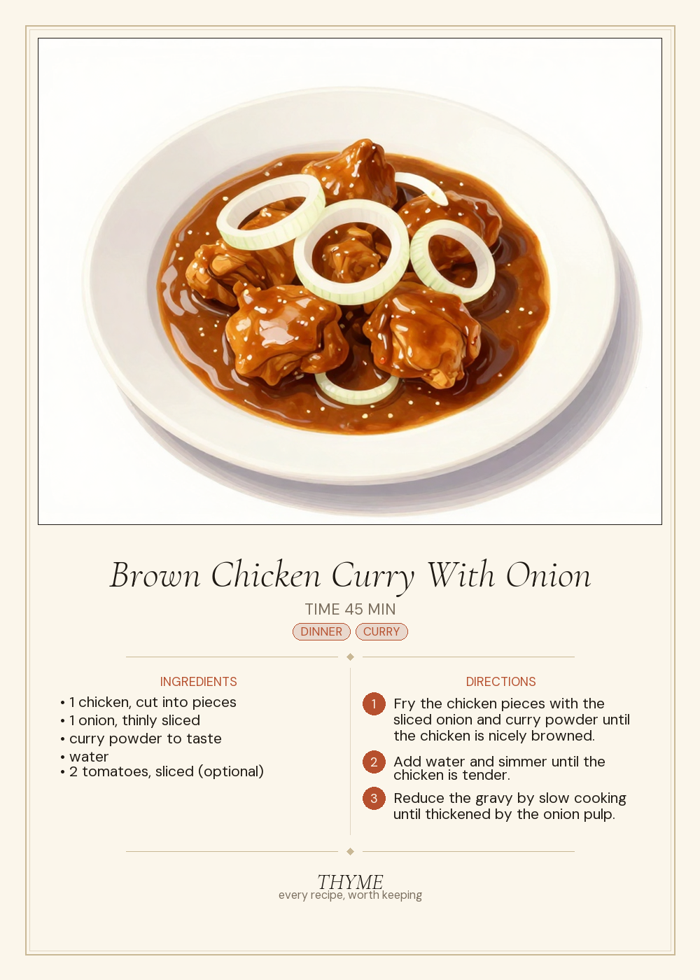 Brown Chicken Curry With Onion