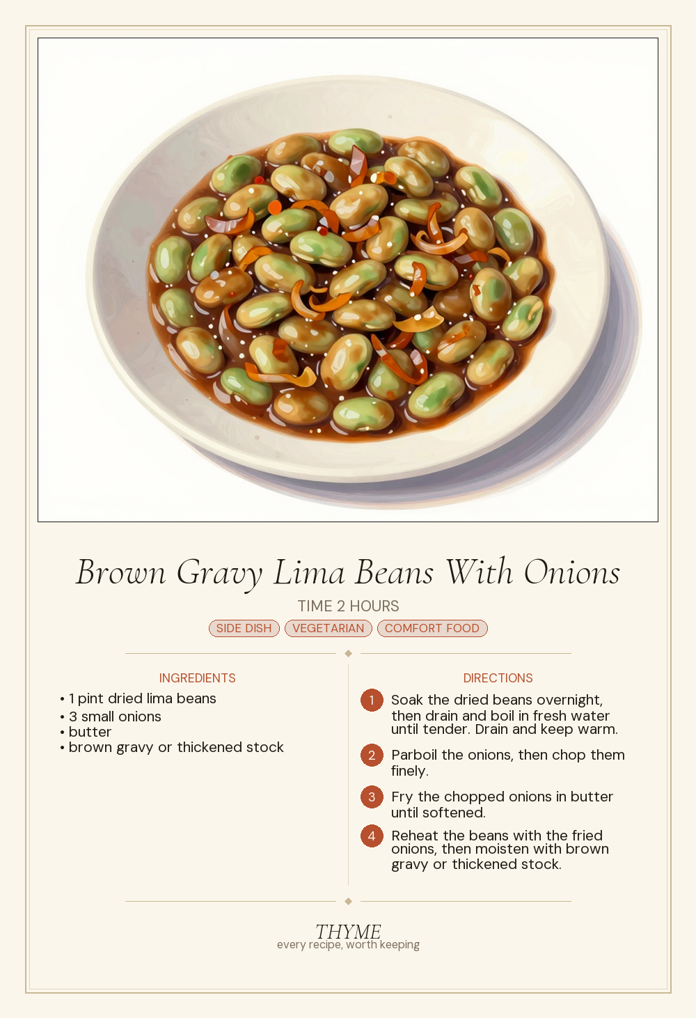 Brown Gravy Lima Beans With Onions