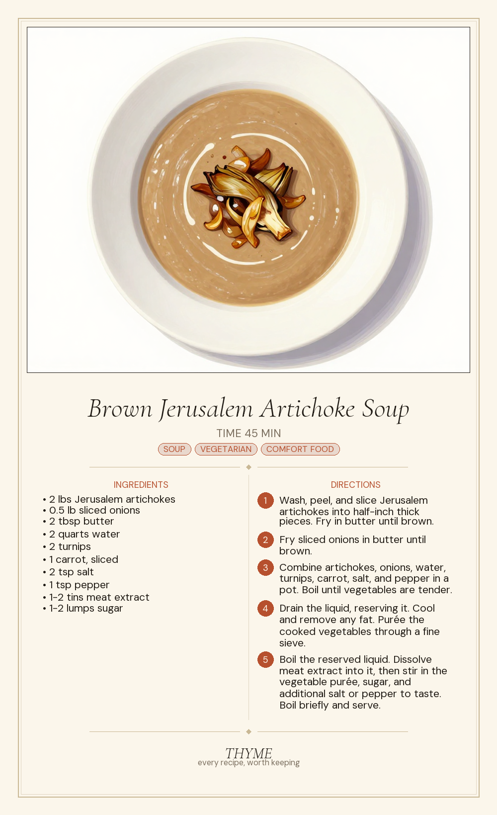 Brown Jerusalem Artichoke Soup