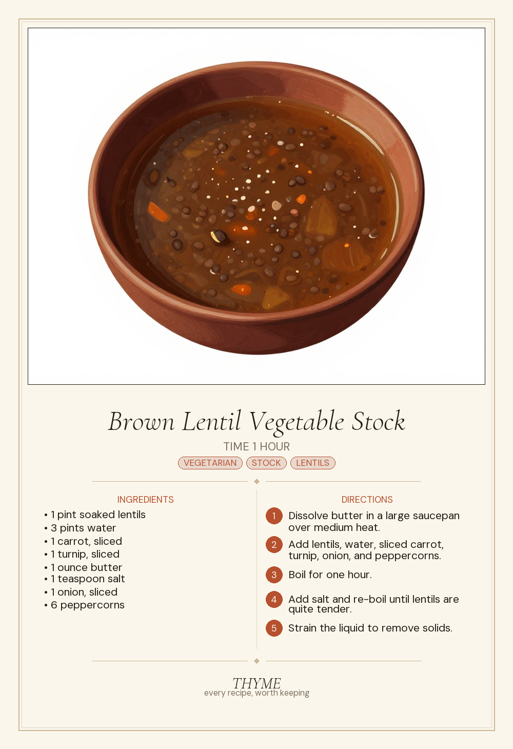 Brown Lentil Vegetable Stock
