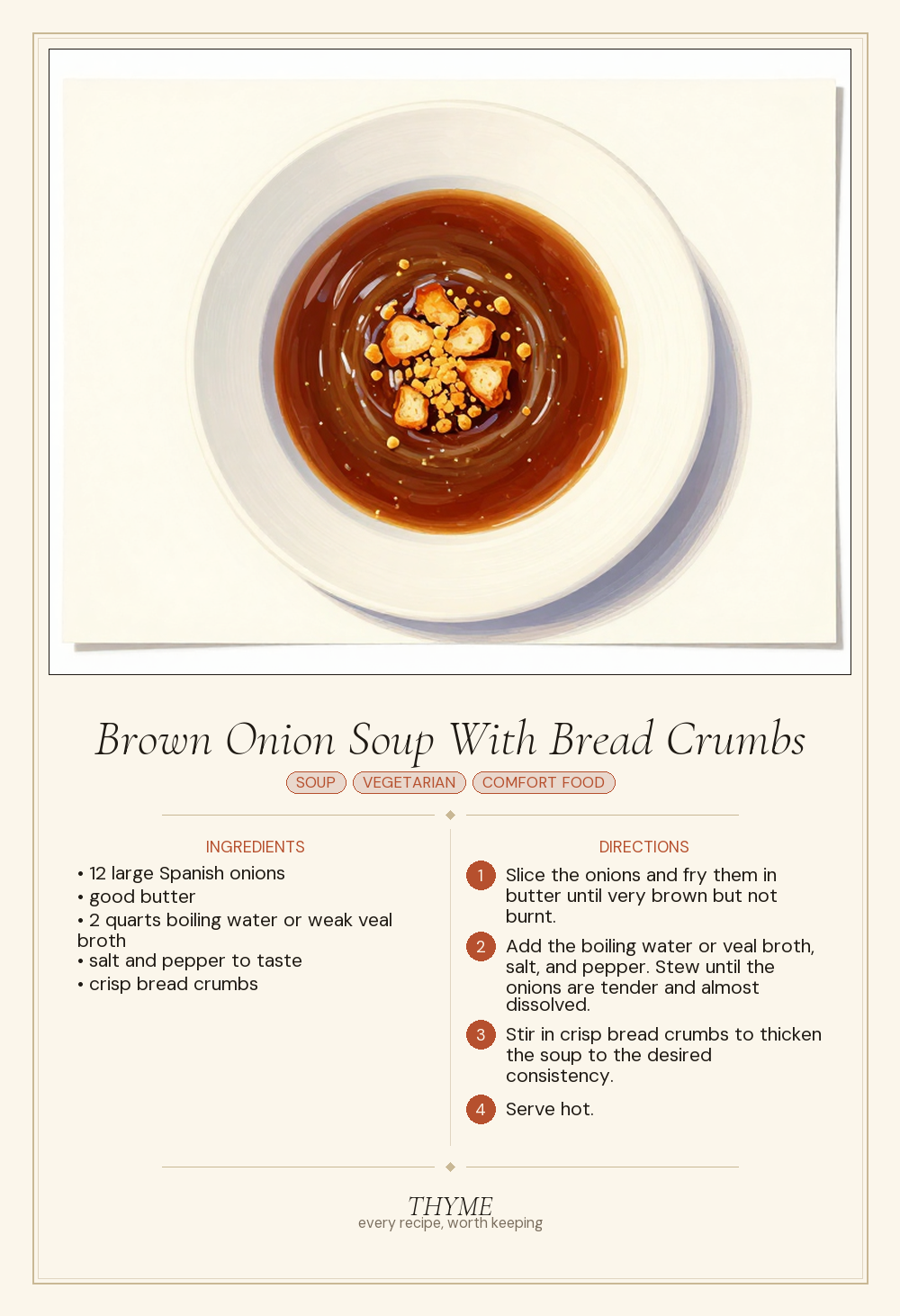 Brown Onion Soup With Bread Crumbs