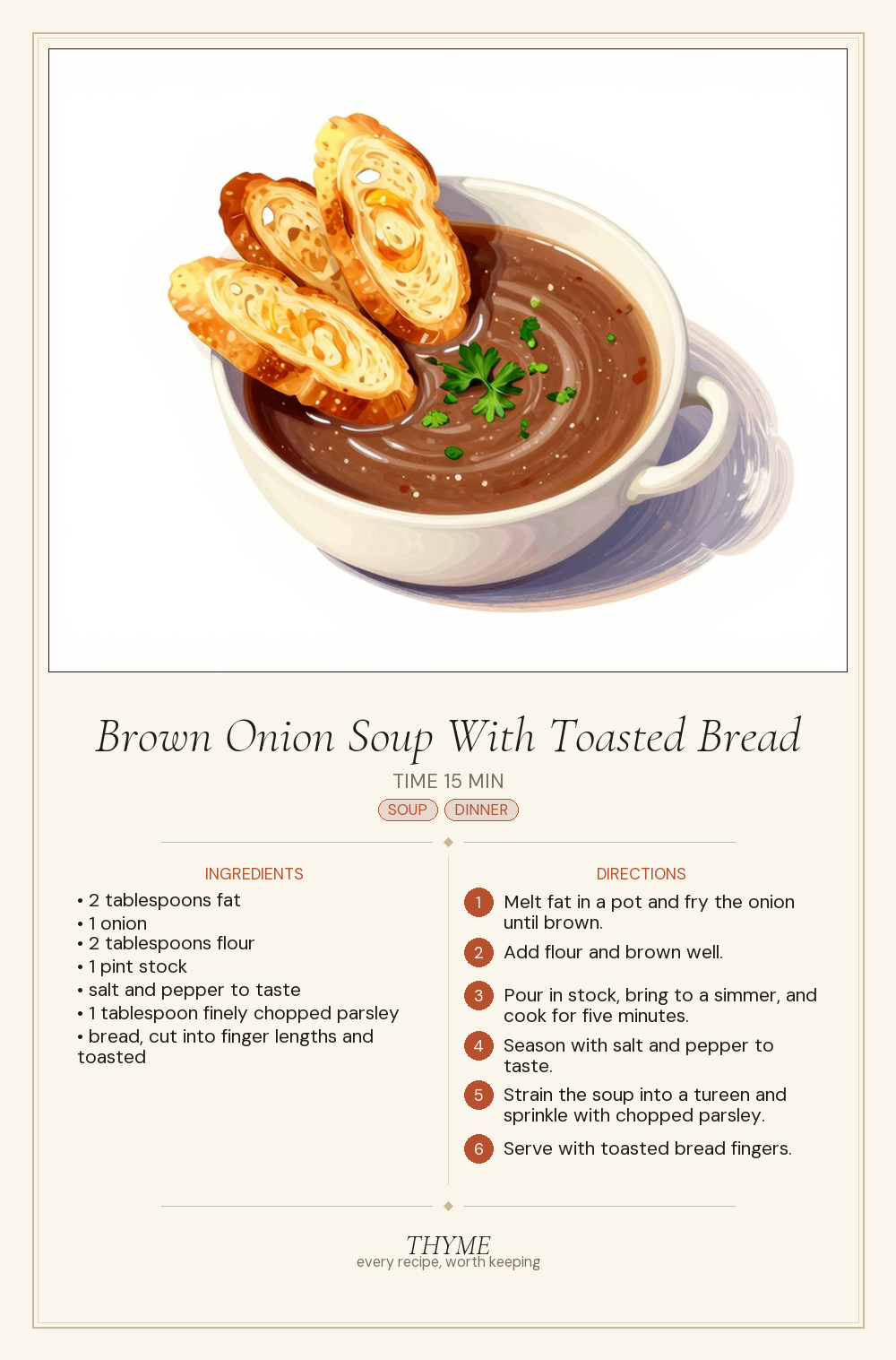 Brown Onion Soup With Toasted Bread