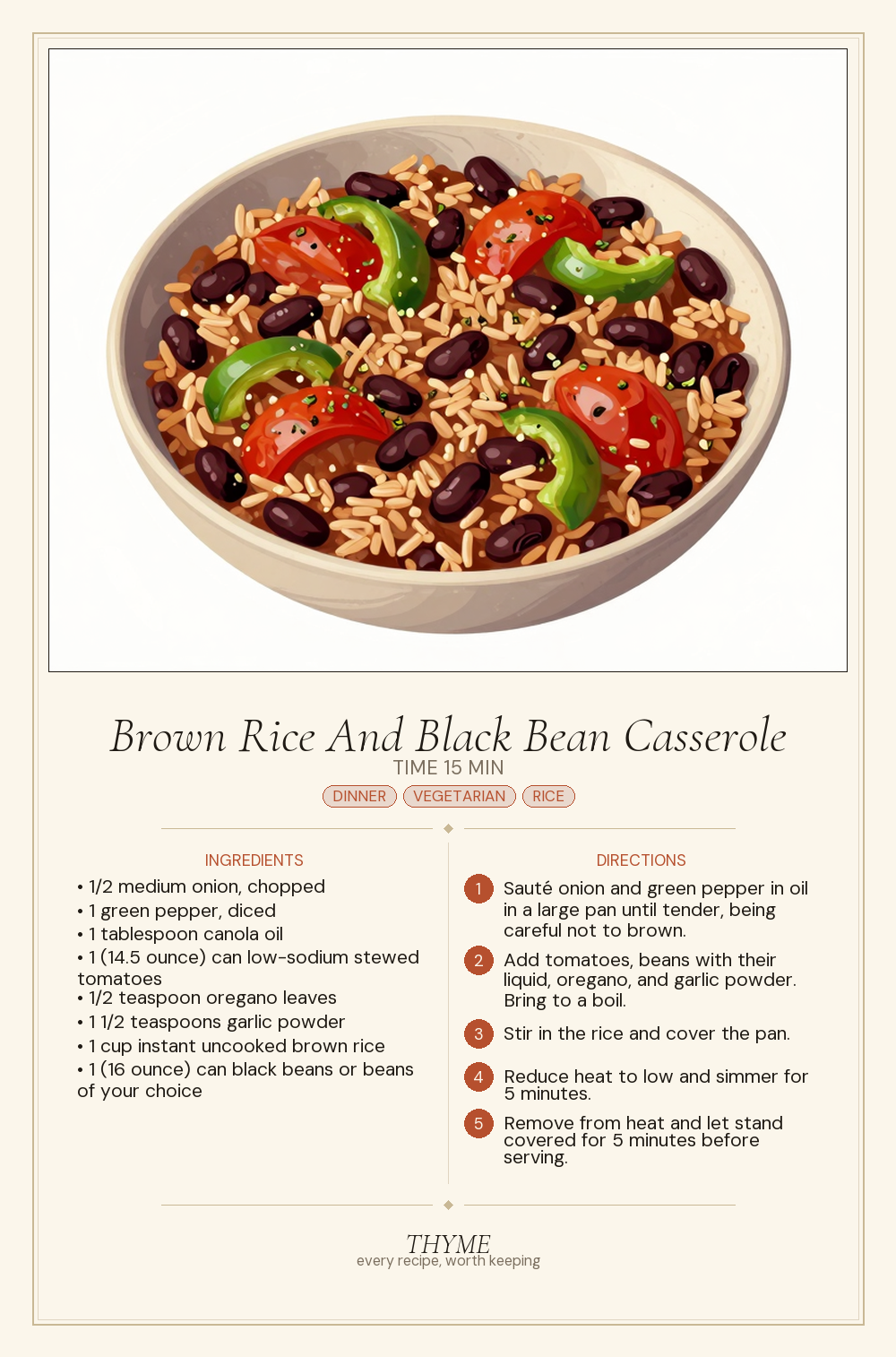 Brown Rice And Black Bean Casserole
