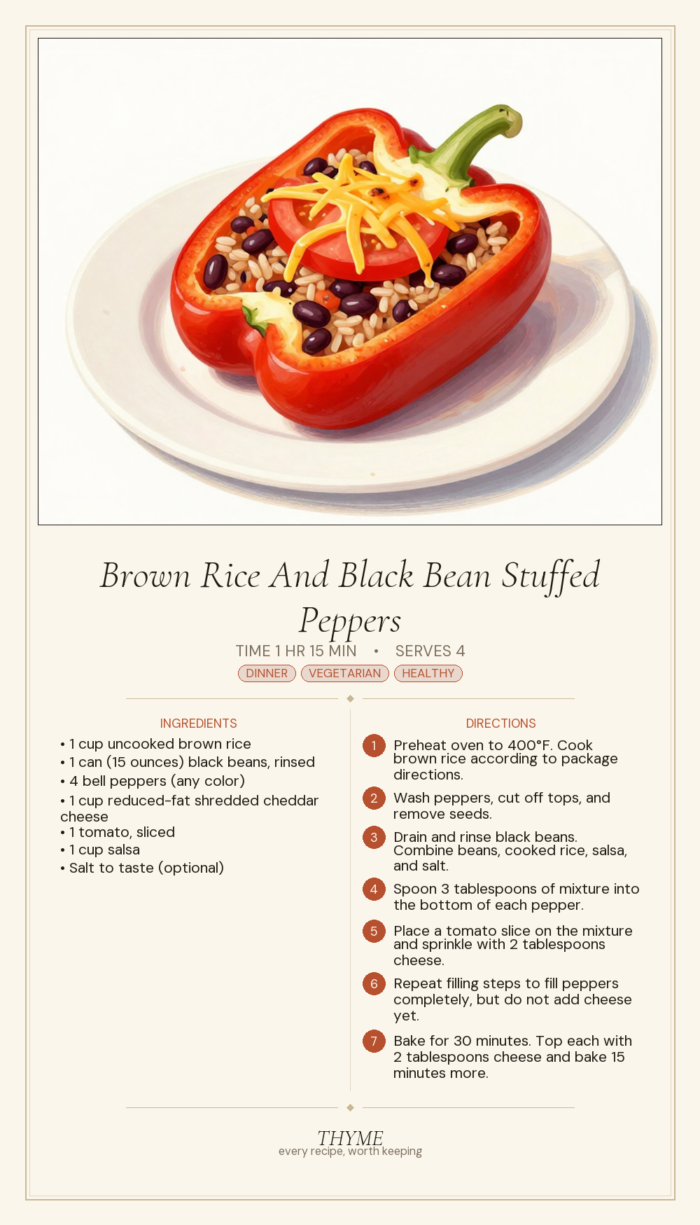 Brown Rice And Black Bean Stuffed Peppers