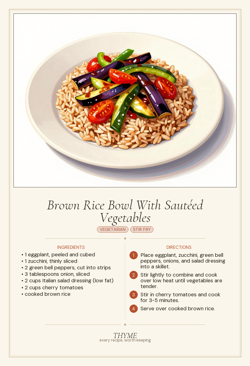 Brown Rice Bowl With Sautéed Vegetables