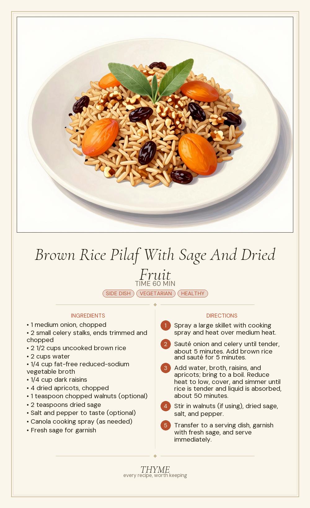 Brown Rice Pilaf With Sage And Dried Fruit