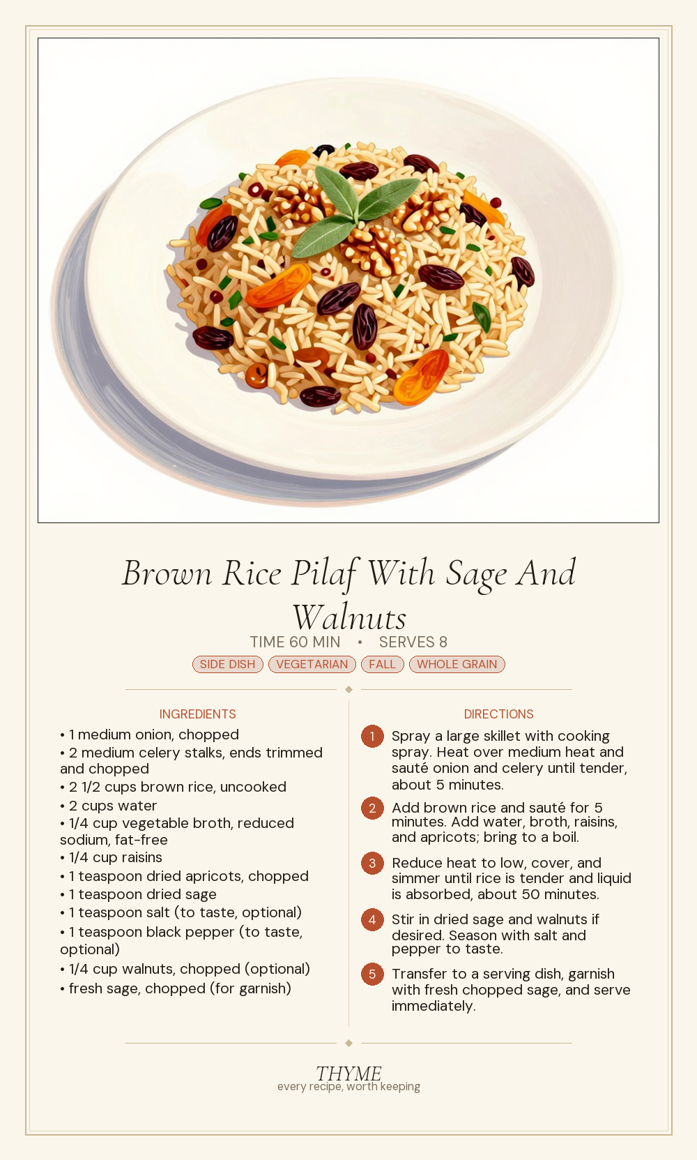 Brown Rice Pilaf With Sage And Walnuts