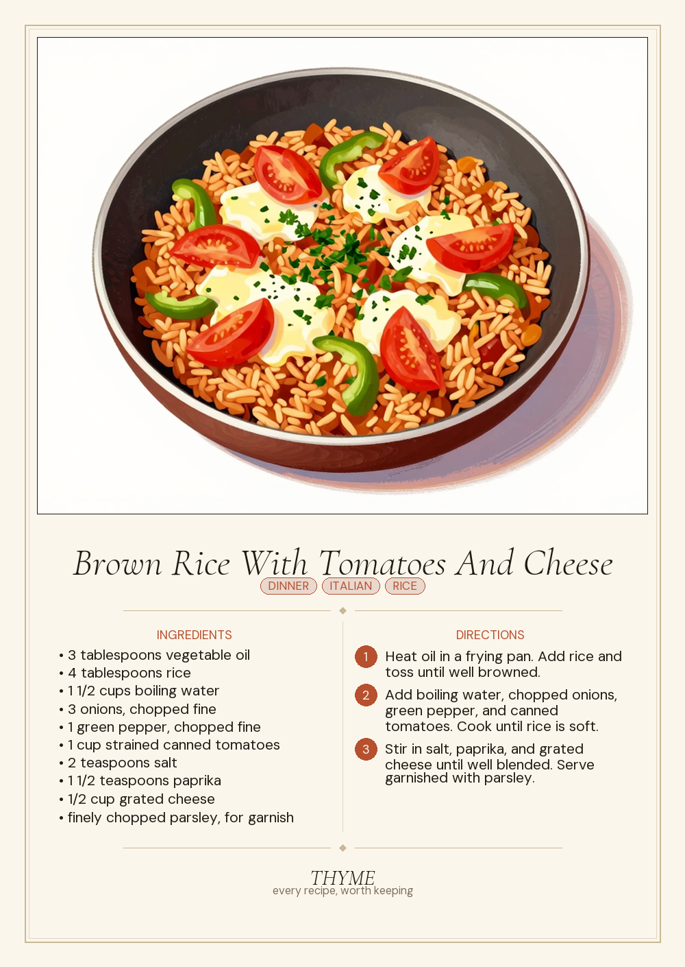 Brown Rice With Tomatoes And Cheese