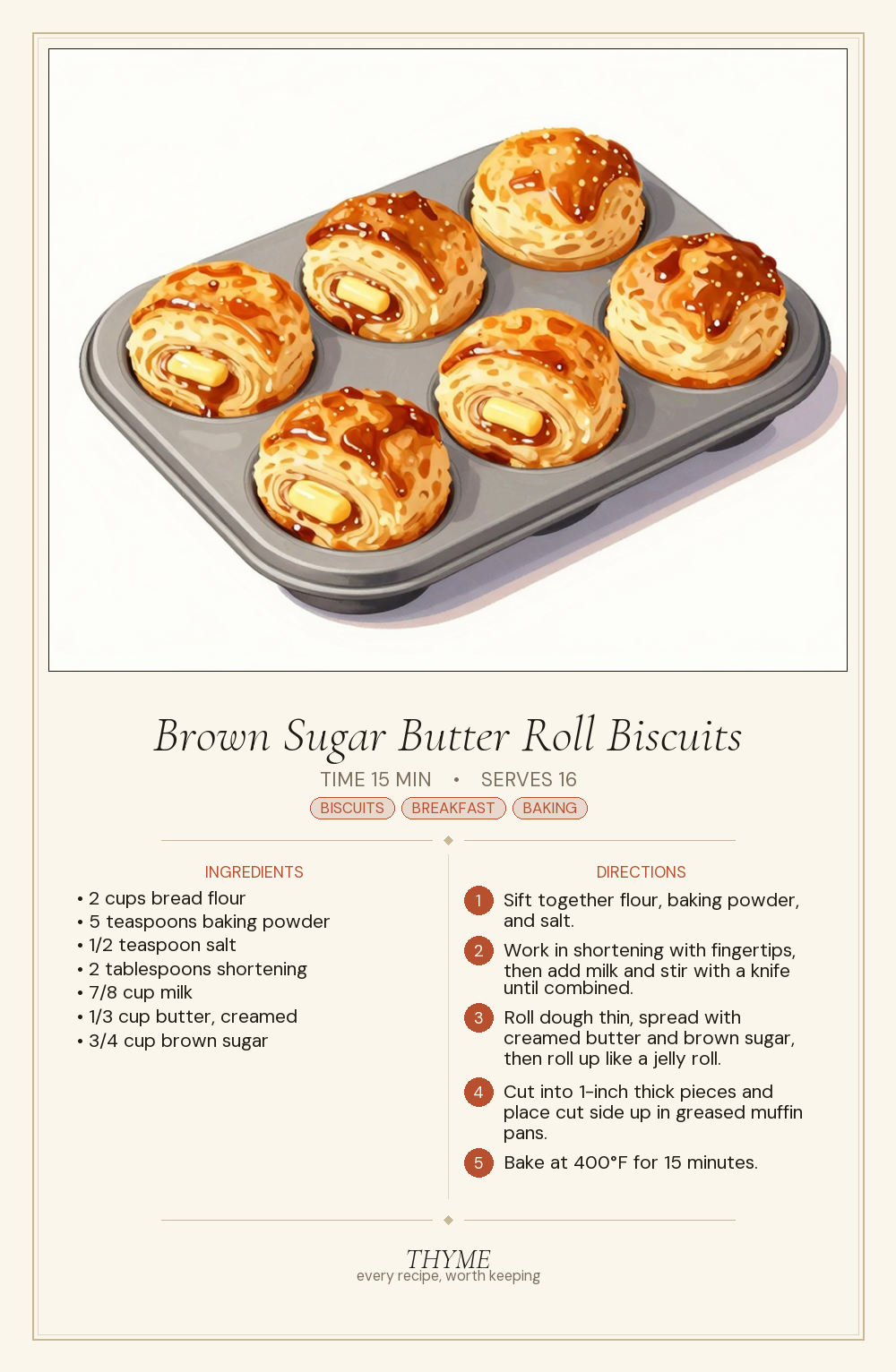 Brown Sugar Butter Roll Biscuits