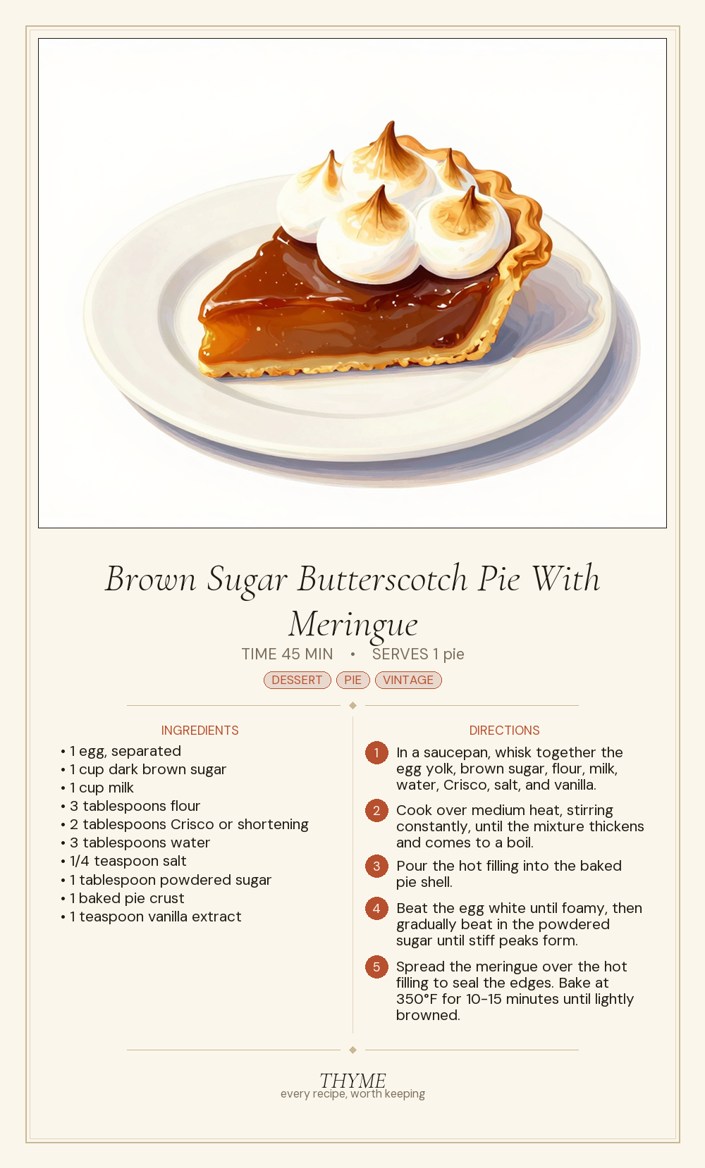 Brown Sugar Butterscotch Pie With Meringue