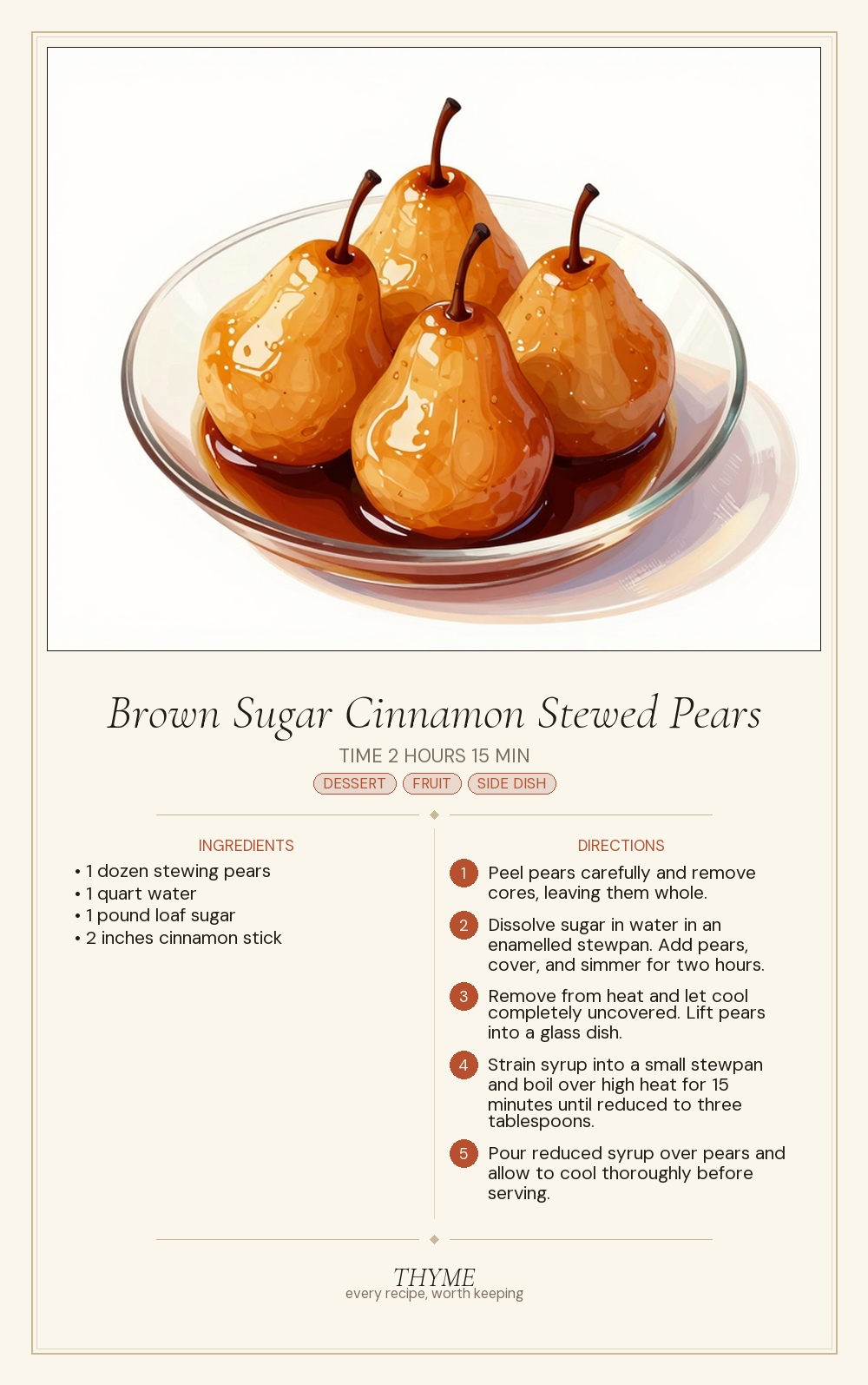 Brown Sugar Cinnamon Stewed Pears