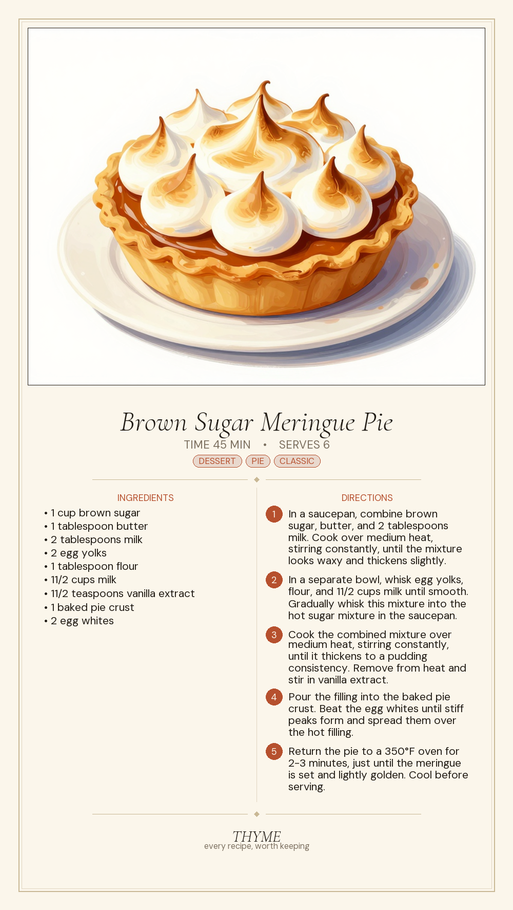 Brown Sugar Meringue Pie