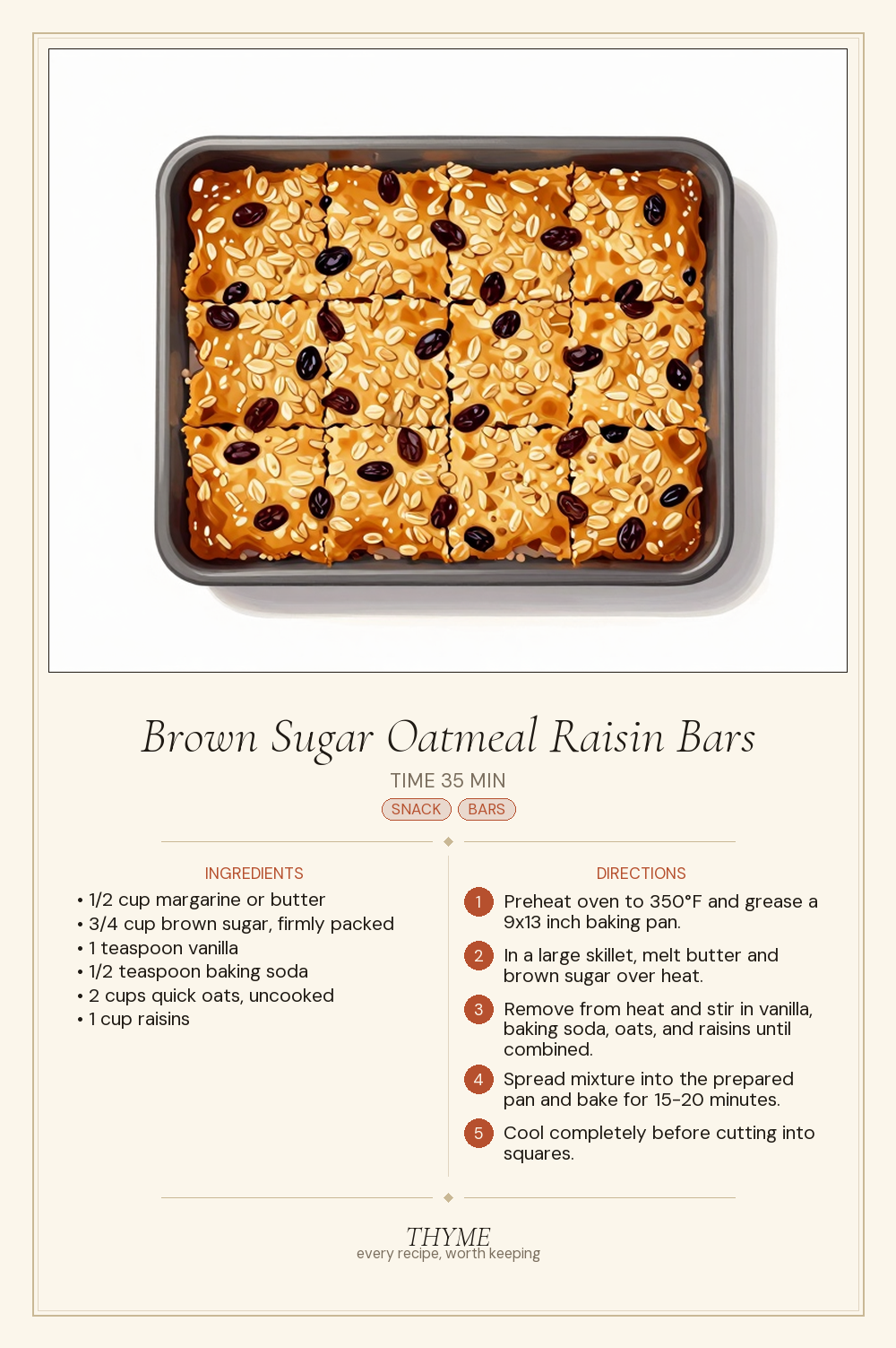 Brown Sugar Oatmeal Raisin Bars