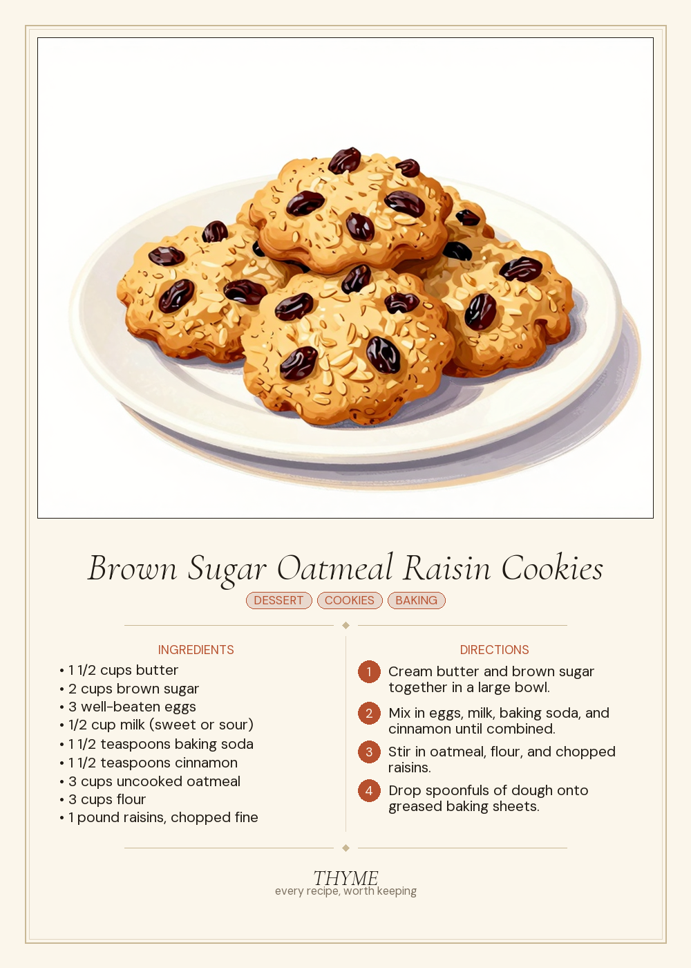 Brown Sugar Oatmeal Raisin Cookies