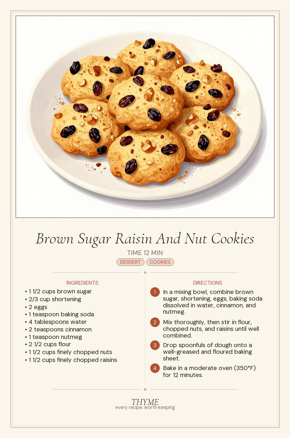 Brown Sugar Raisin And Nut Cookies