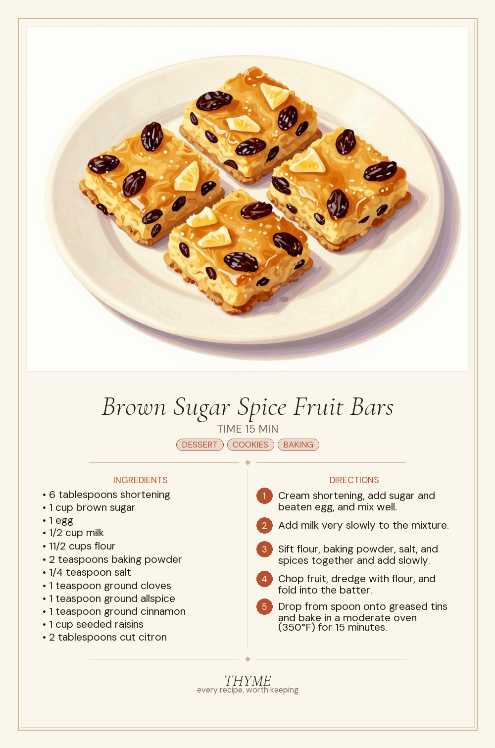 Brown Sugar Spice Fruit Bars