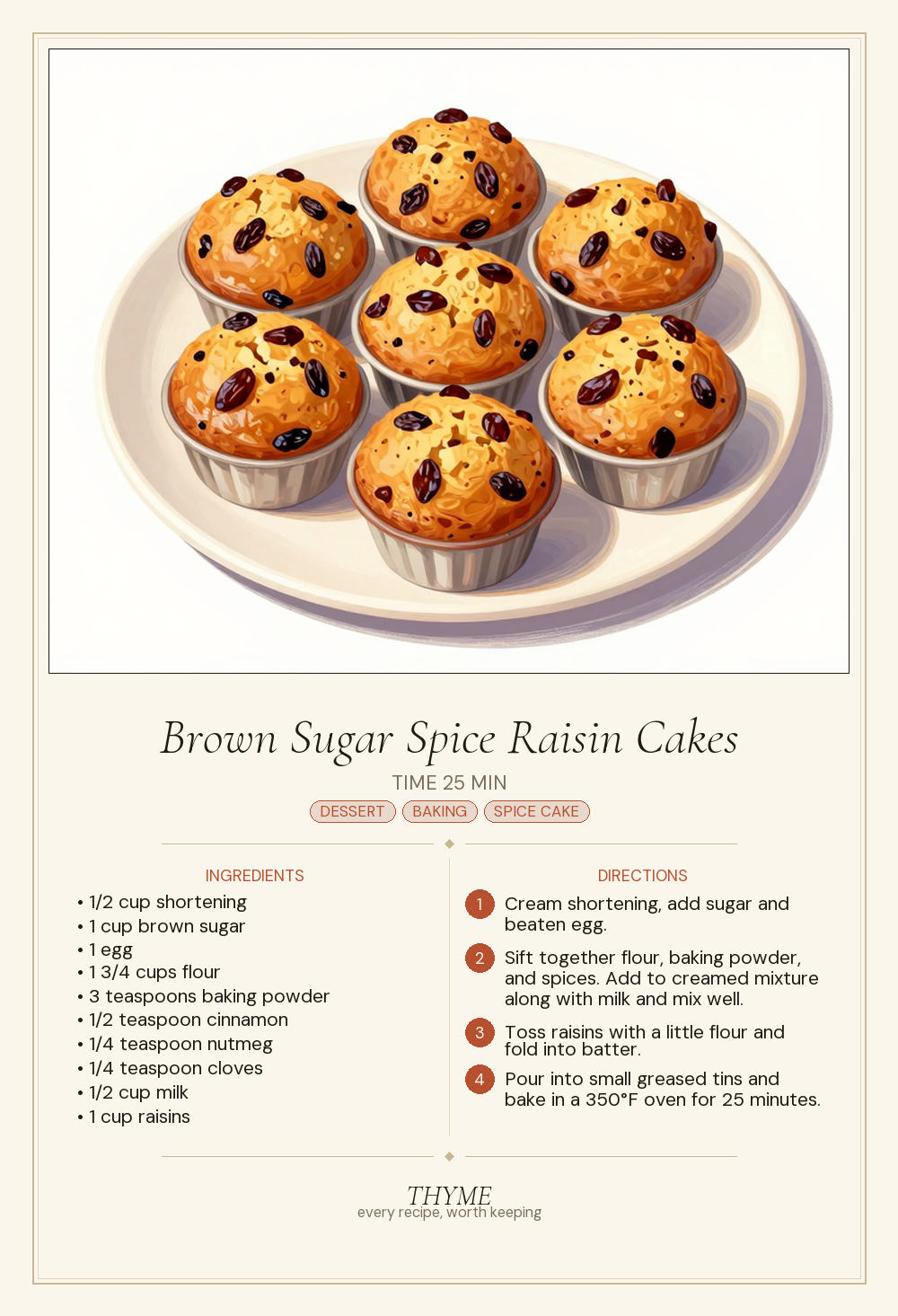 Brown Sugar Spice Raisin Cakes