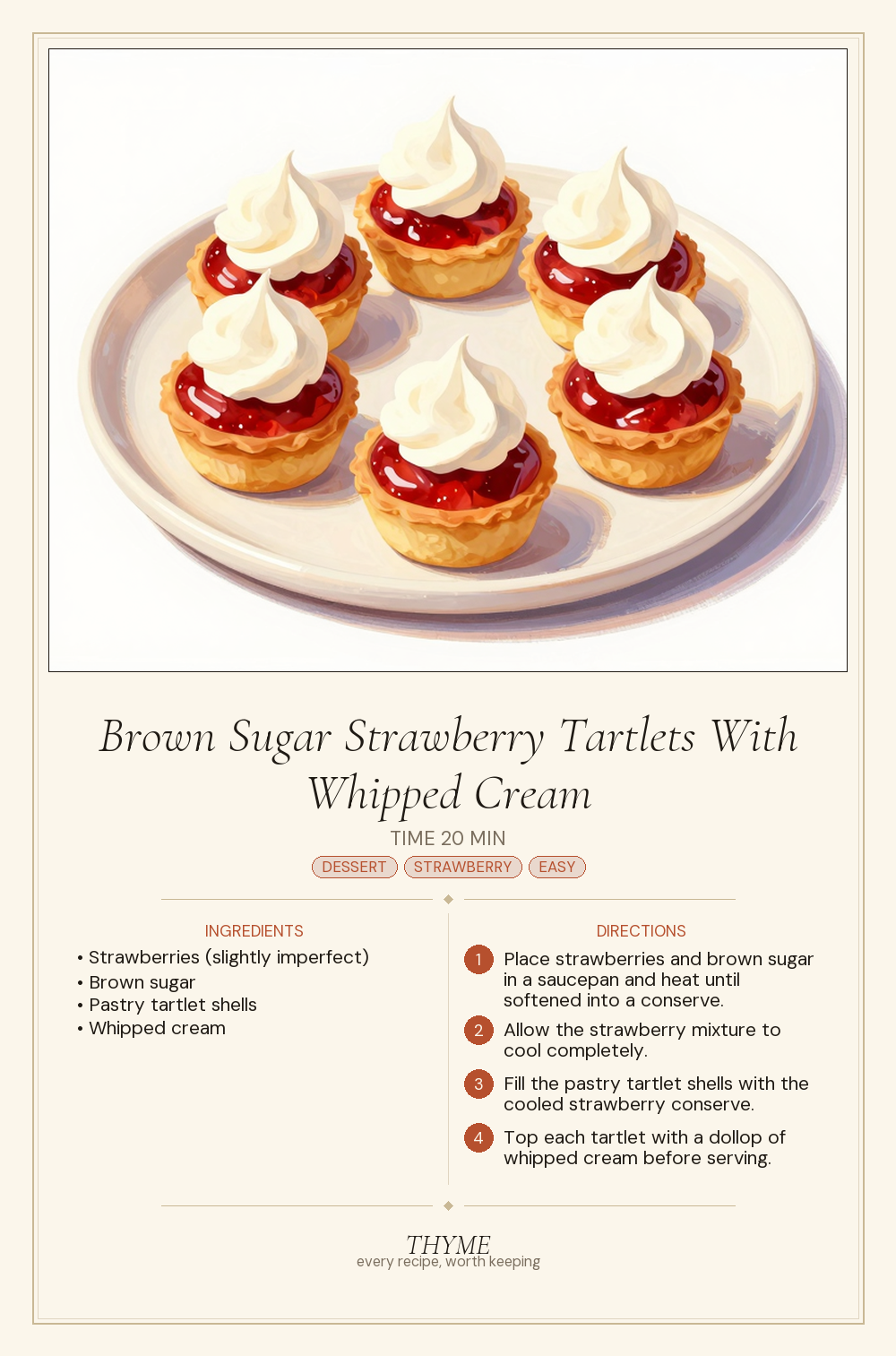 Brown Sugar Strawberry Tartlets With Whipped Cream