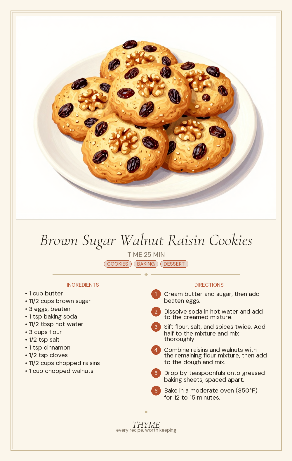 Brown Sugar Walnut Raisin Cookies