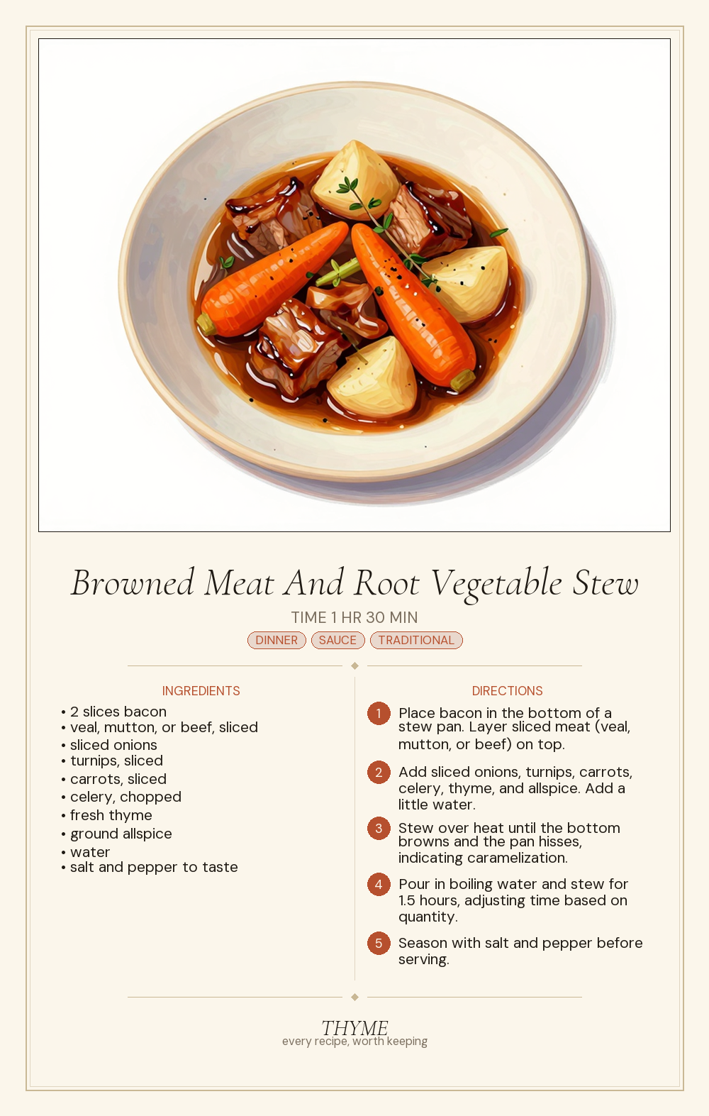 Browned Meat And Root Vegetable Stew
