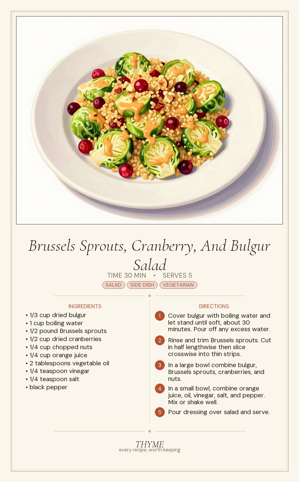 Brussels Sprouts, Cranberry, And Bulgur Salad