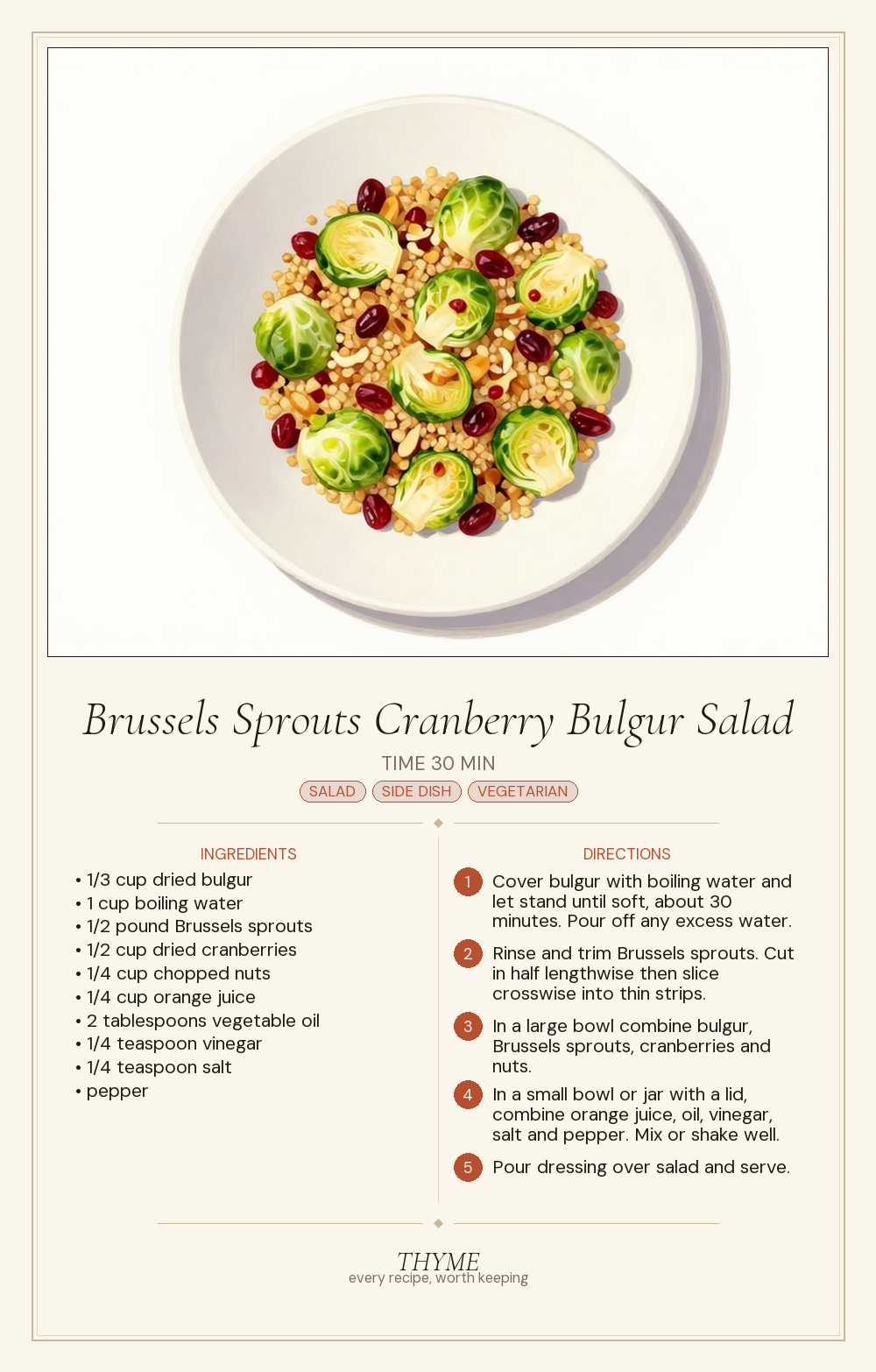 Brussels Sprouts Cranberry Bulgur Salad