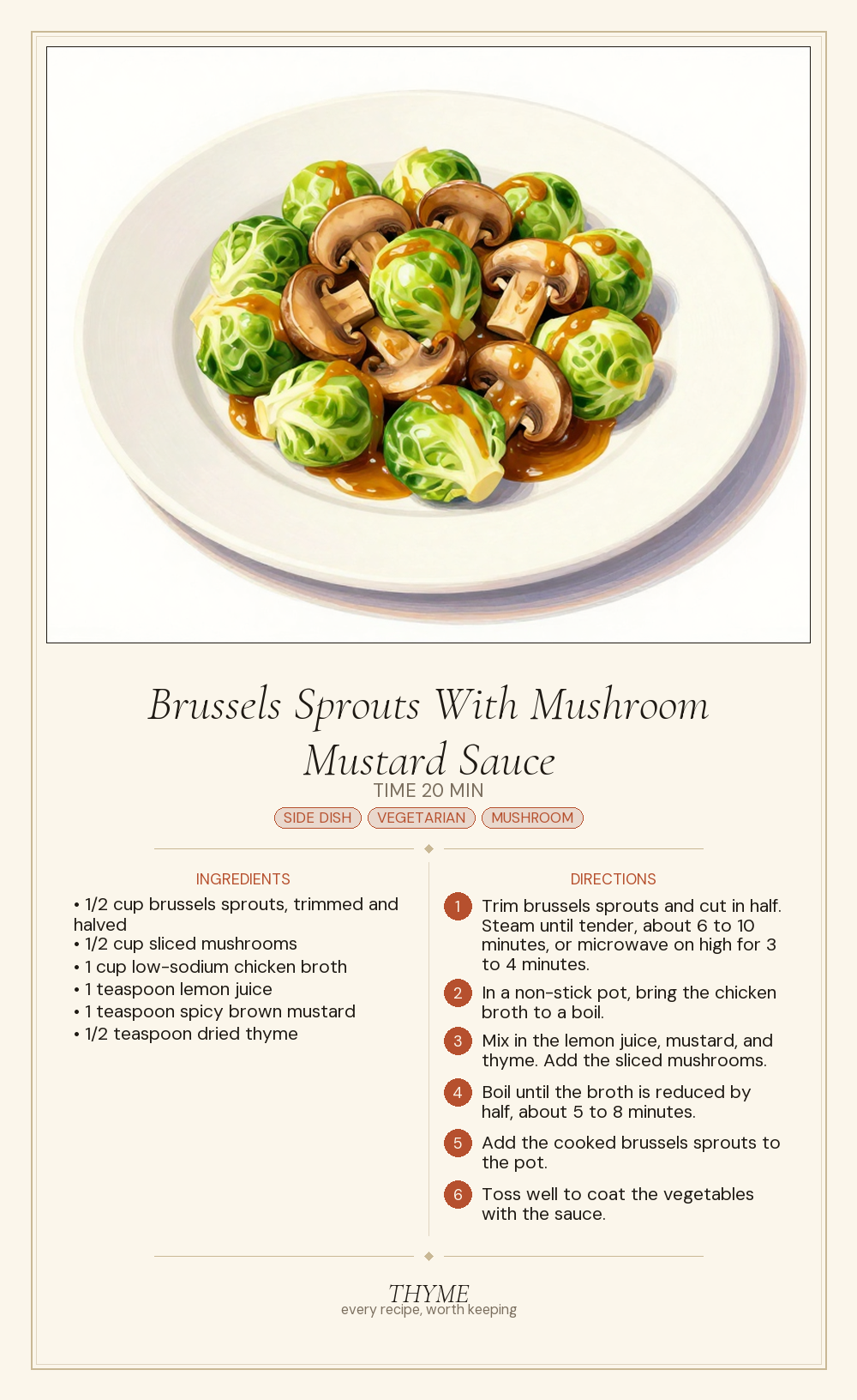 Brussels Sprouts With Mushroom Mustard Sauce