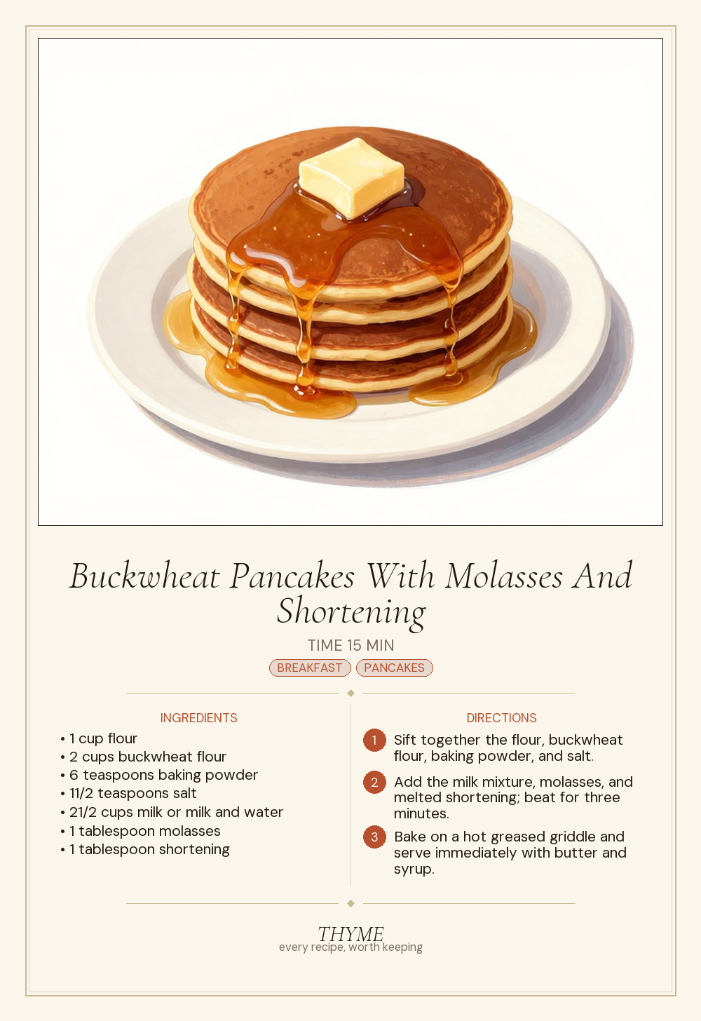 Buckwheat Pancakes With Molasses And Shortening