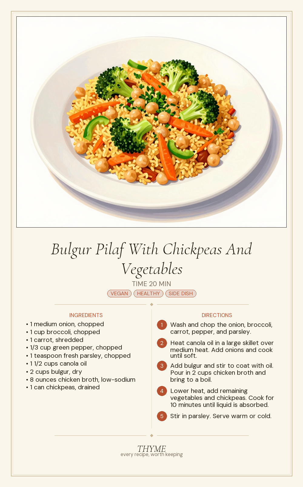 Bulgur Pilaf With Chickpeas And Vegetables