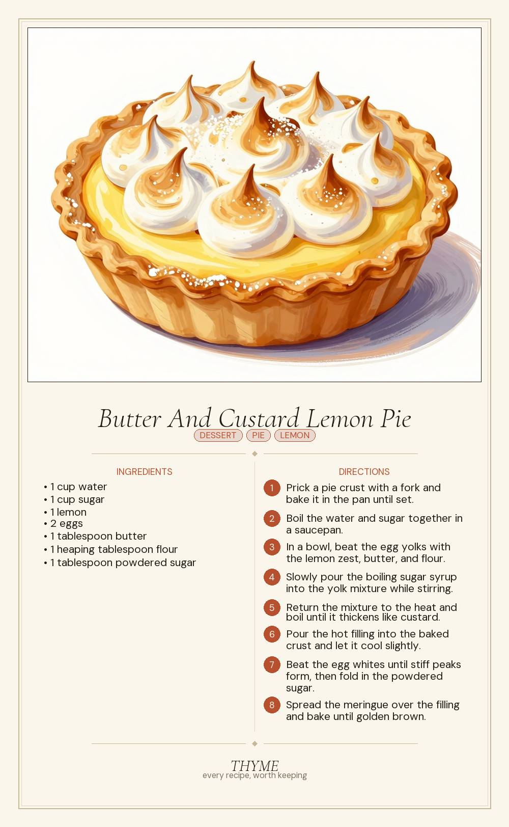 Butter And Custard Lemon Pie