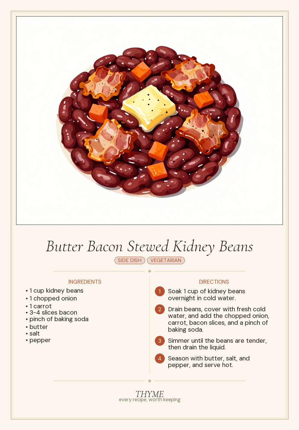 Butter Bacon Stewed Kidney Beans