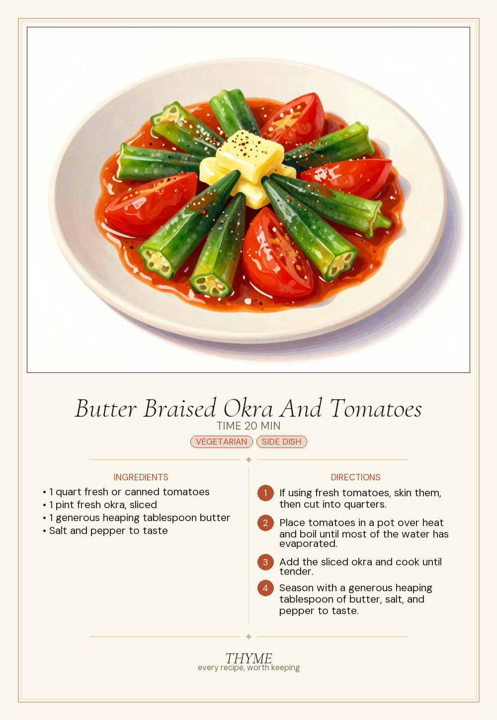 Butter Braised Okra And Tomatoes