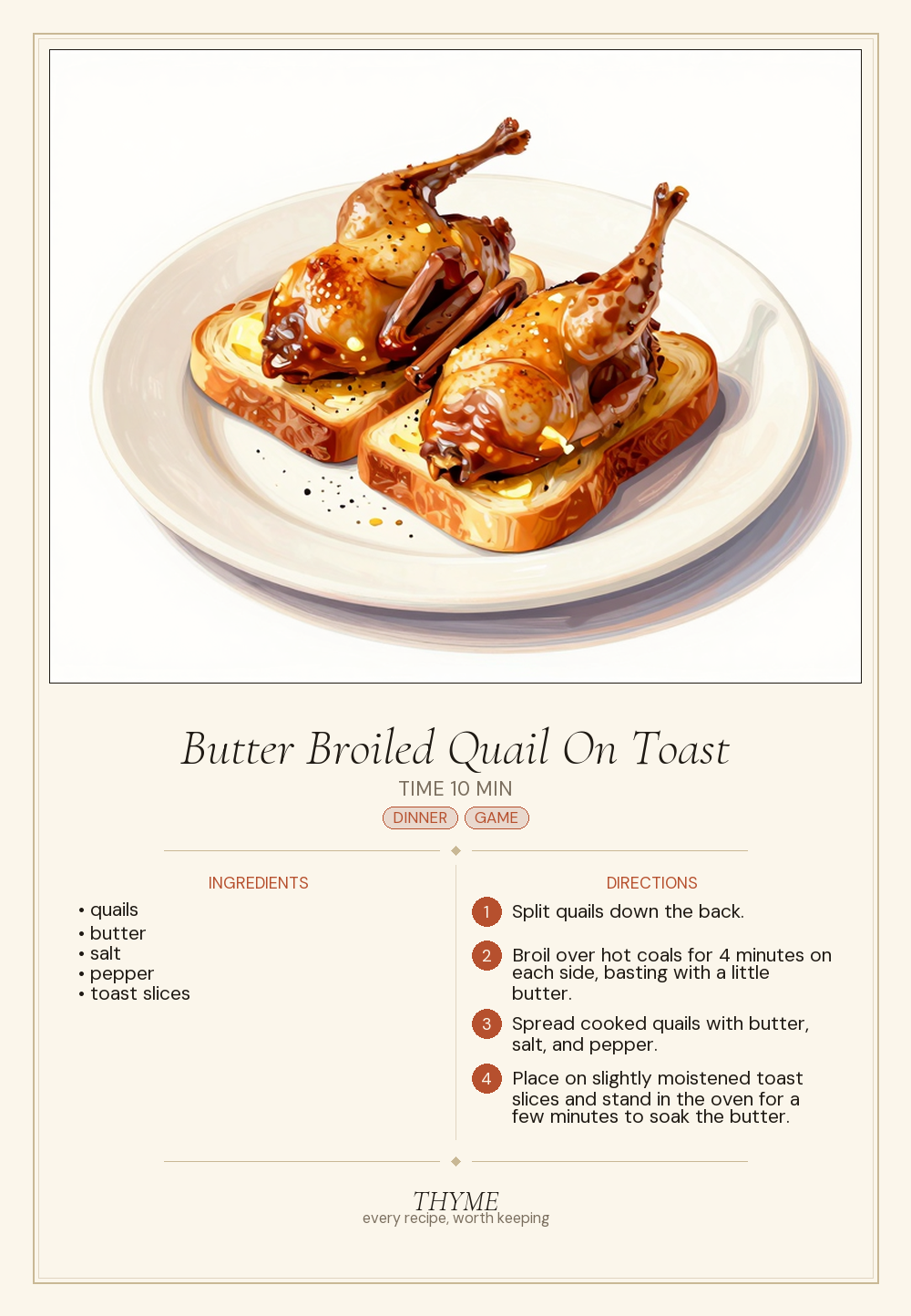 Butter Broiled Quail On Toast