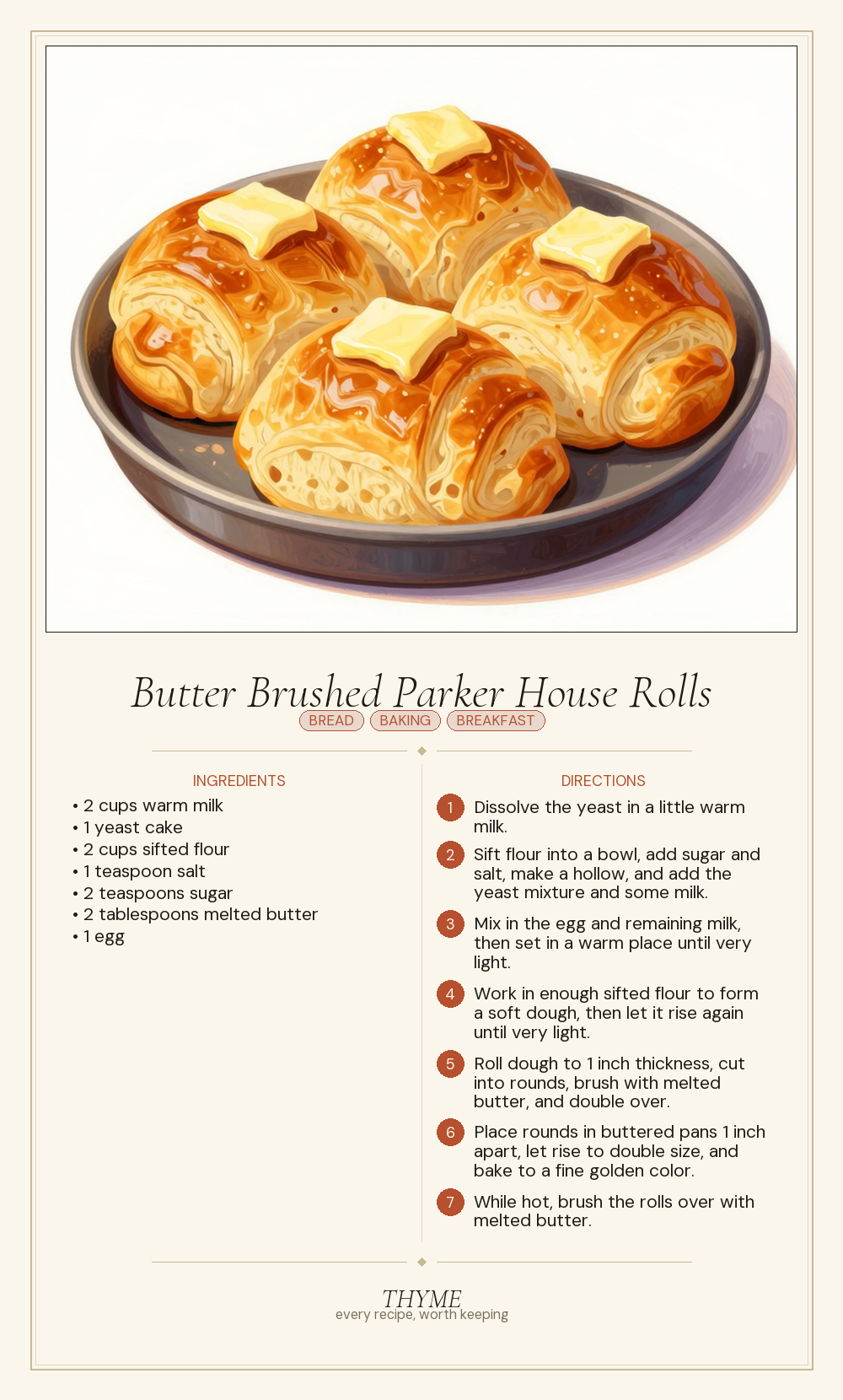 Butter Brushed Parker House Rolls