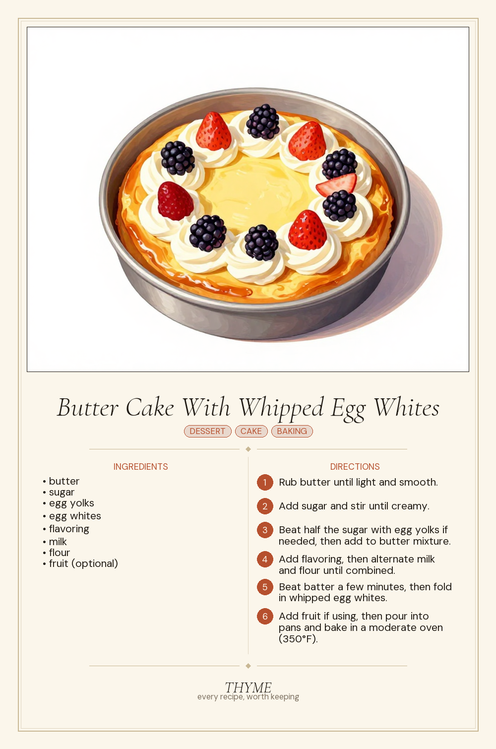 Butter Cake With Whipped Egg Whites
