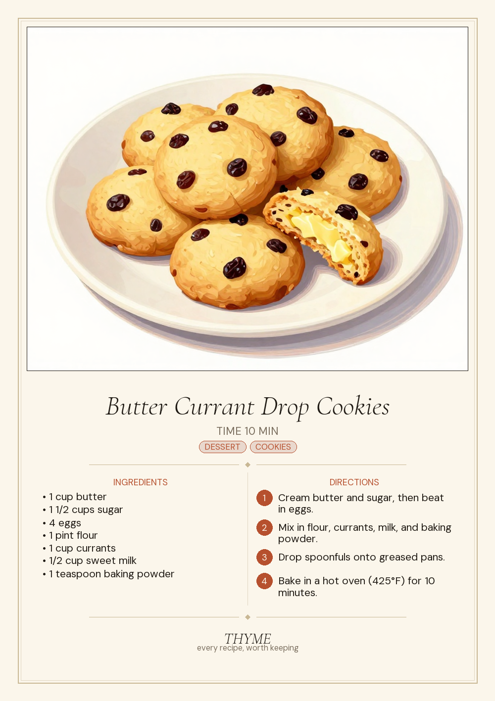 Butter Currant Drop Cookies