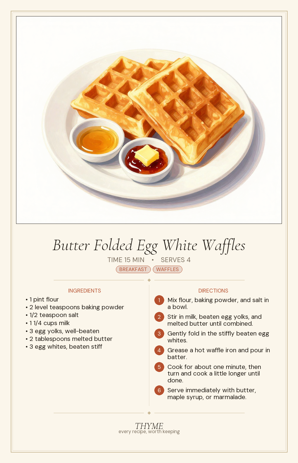 Butter Folded Egg White Waffles