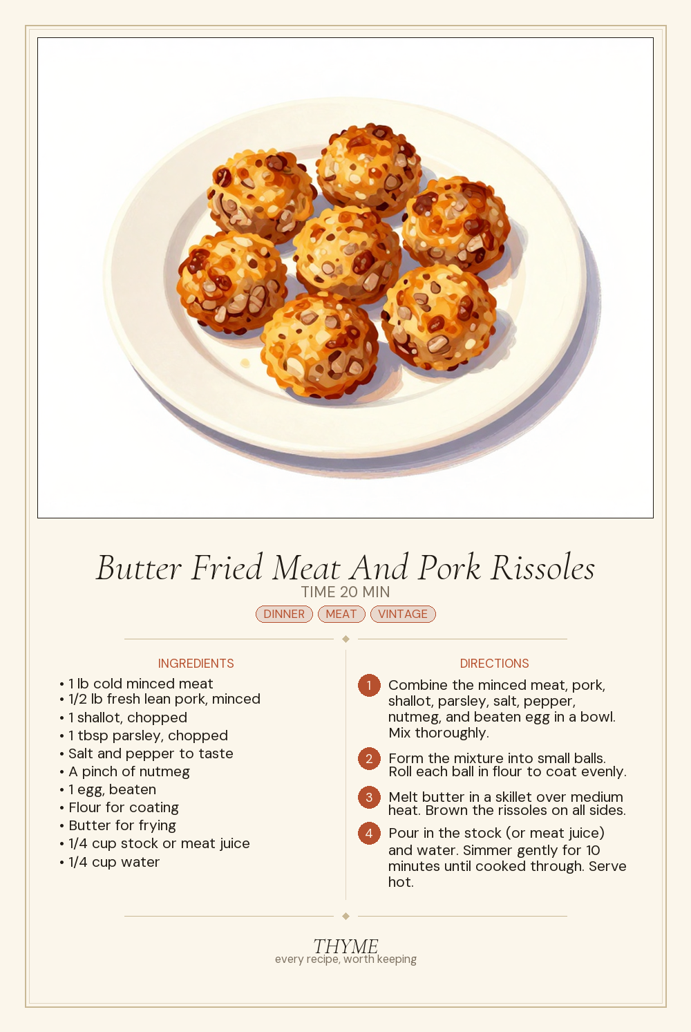 Butter Fried Meat And Pork Rissoles