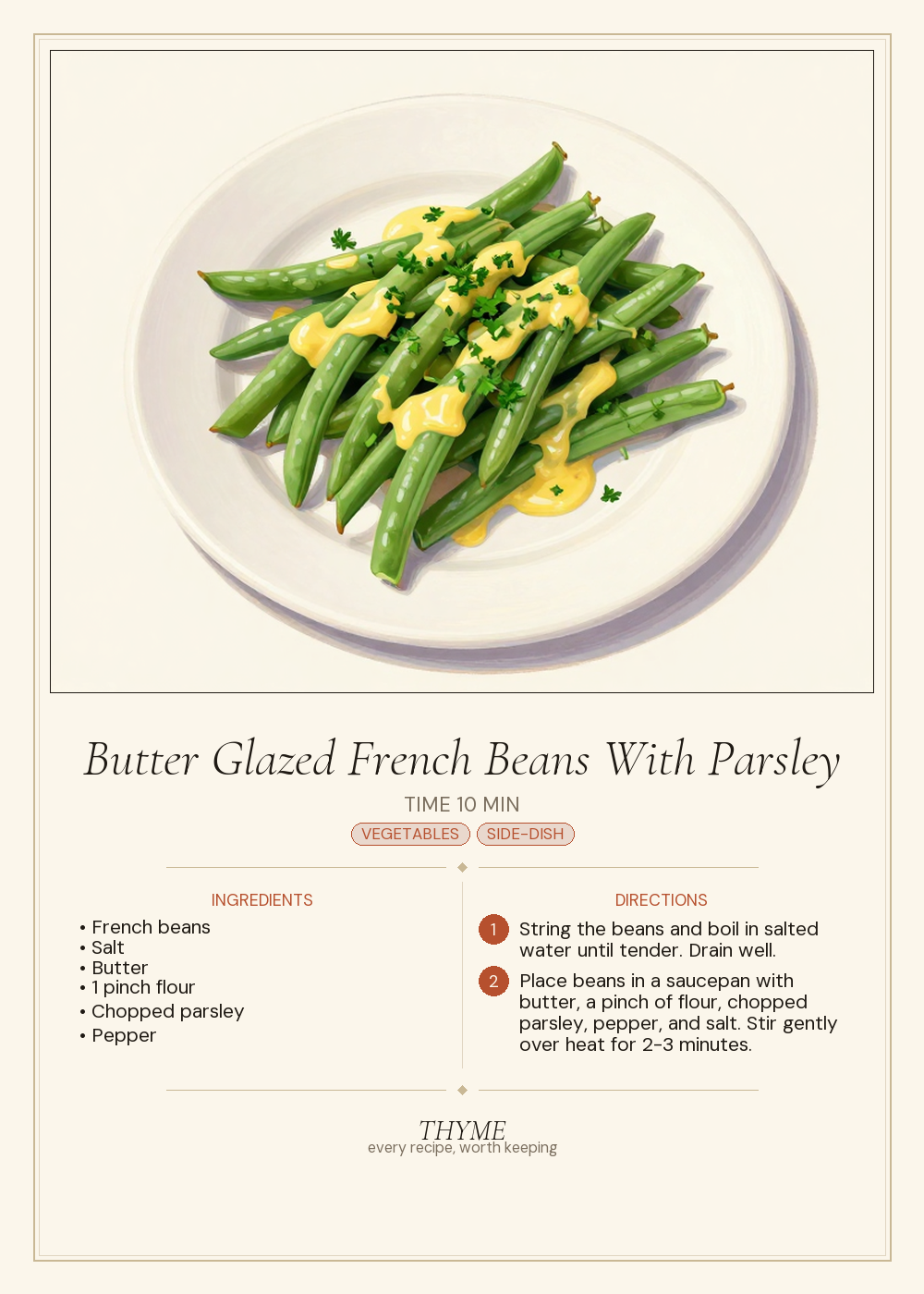 Butter Glazed French Beans With Parsley