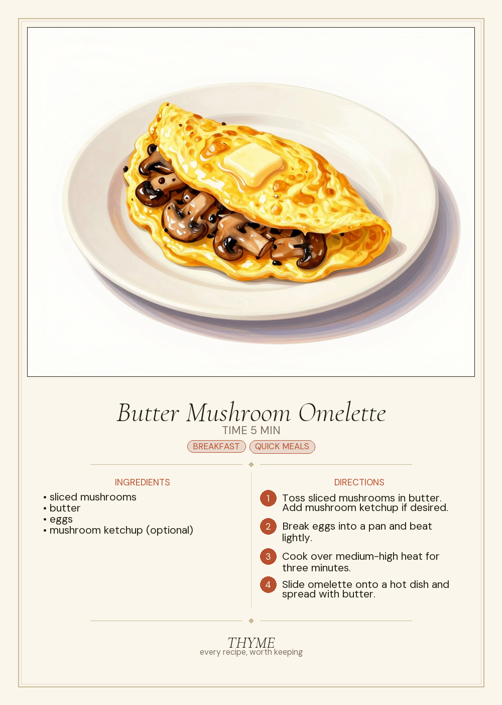 Butter Mushroom Omelette